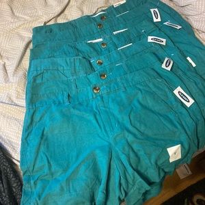 Turquoise linen/rayon shorts